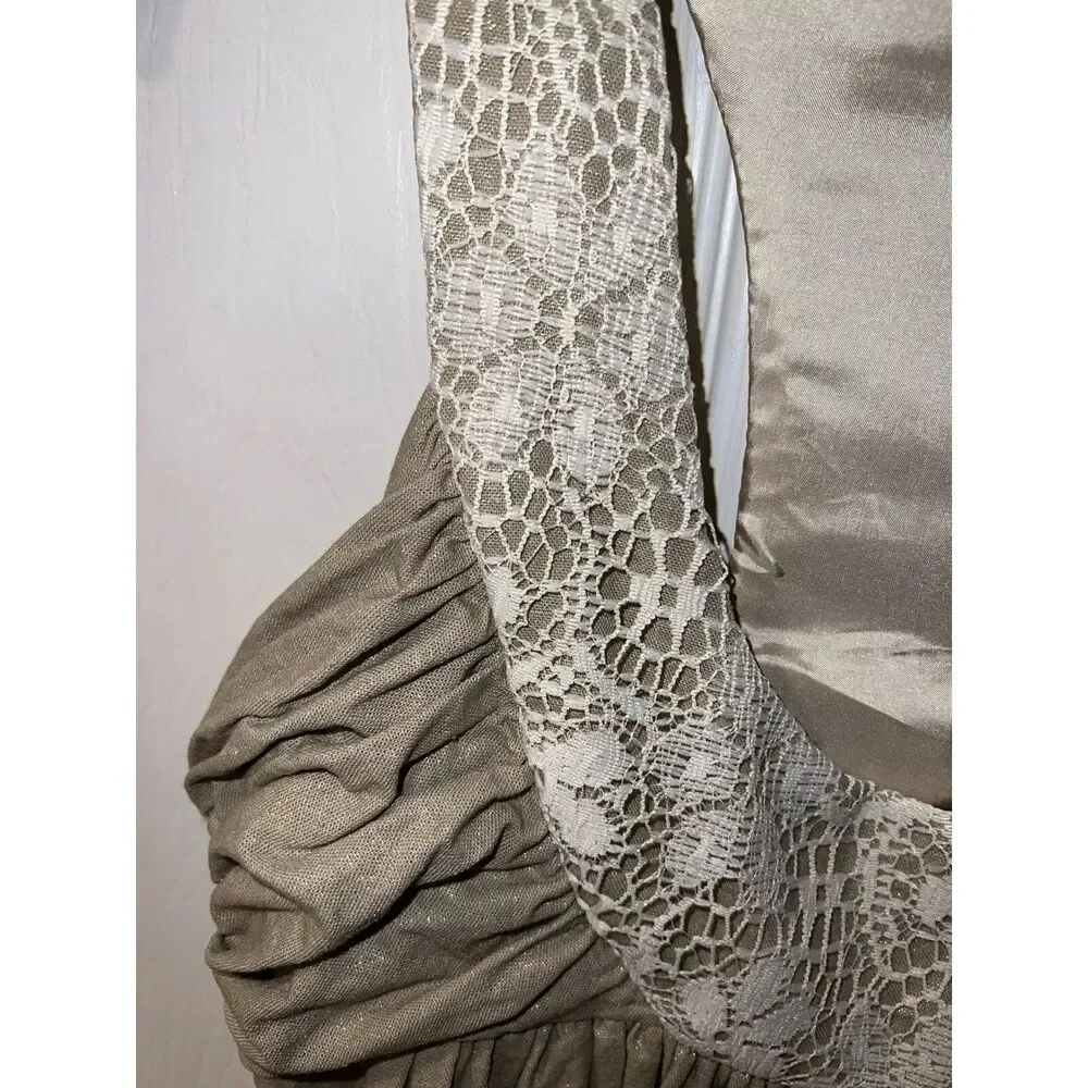 Molly NY Dress  linen Lace racerback fairy babydoll Romantic Minimal womens Sz 0
